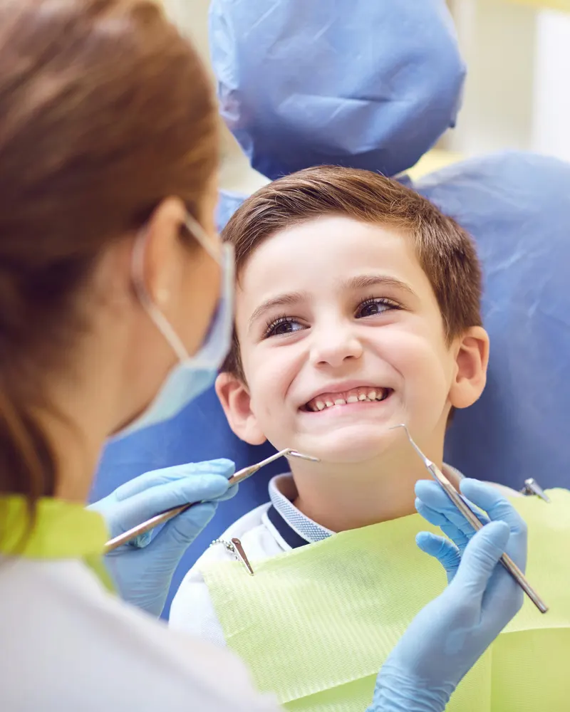Smiling boy during a dental checkup